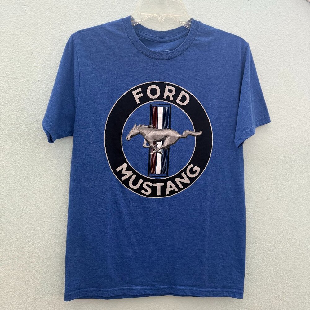Ford Mustang Officially Licensed T Shirt Men's Small Short Sleeve Blue Retro New